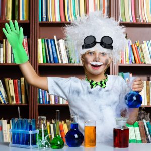 Keymall Mad Scientist Costume for Kids 6 Pieces Halloween Crazy Mad Wig Scientist Lab Coat Mustache Goggles Gloves Bow Tie (Set A)