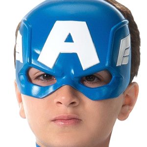 Jazwares Avengers Captain America Children's Soldier Superhero Half Mask for Kids, Standard Blue