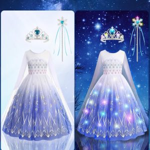 AntDesign Girls Princess Dress Light Up Costumes for Halloween Birthday Party Dress Up 3-9 Years