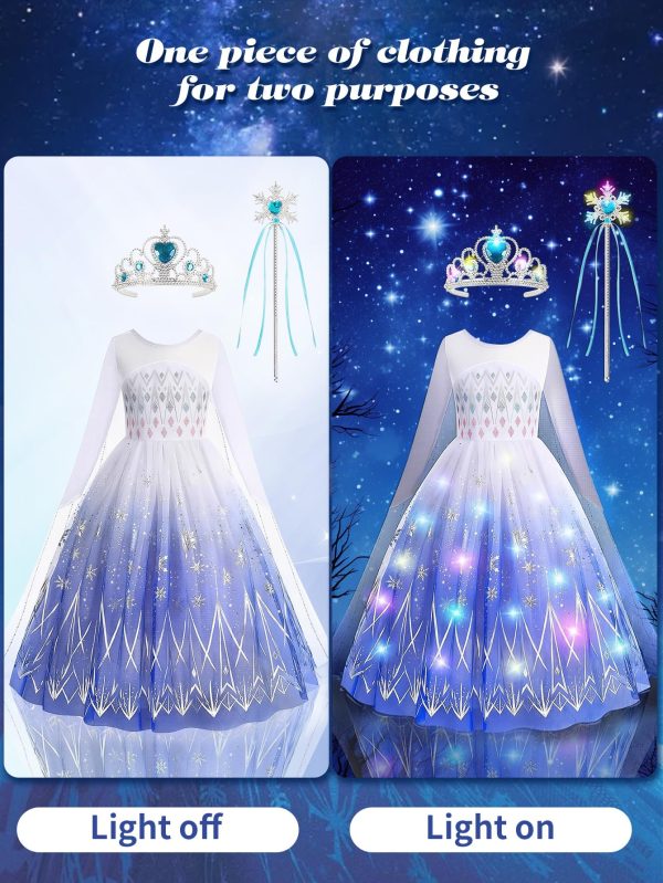 AntDesign Girls Princess Dress Light Up Costumes for Halloween Birthday Party Dress Up 3-9 Years - Image 3