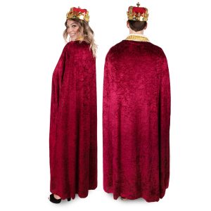 Kangaroo Red Velvet King Robe For Men - Kings Cape Costume Royal Outfit - Prince, Kings and Queen Costumes for Adults - Halloween Costume Cosplay Dressup Apparel