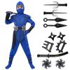 Spooktacular Creations Halloween Ninja Costume Kids, Blue Black Ninja Dragon Jumpsuit Set, Boys Halloween Costume for DressUp and RolePlay Party (Small, 5-7 yrs)
