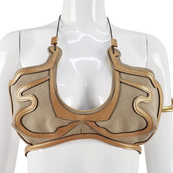 Adult Princess Leia Slave Cosplay Costume Bikini Carnival Outfit Dress Gold Bra Skirt Halloween Costume for Women (Gold, X-Small) - Image 4