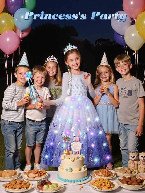 AntDesign Girls Princess Dress Light Up Costumes for Halloween Birthday Party Dress Up 3-9 Years - Image 4