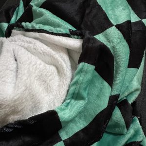 Anime Throw Blanket Flannel Fleece Blanket Cosplay Hooded Cloak Shawl Wrap Nap Quilt Bed Throws Large Size 80''X60'' (80''X60'', Green)