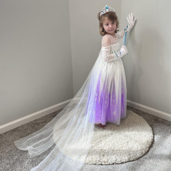 Aolliya Princess Dress for Girls Snow Queen Princess Costumes Purple Princess Dress Up for Halloween Cosplay Carnival - Image 6
