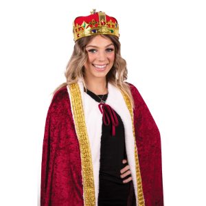 Kangaroo Red Velvet King Robe For Men - Kings Cape Costume Royal Outfit - Prince, Kings and Queen Costumes for Adults - Halloween Costume Cosplay Dressup Apparel