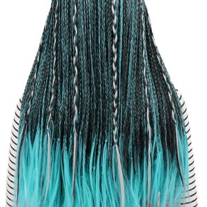 karlery Kids Girls Long Braid Blue and Black Mixed Wig Anime Costume Party Wig
