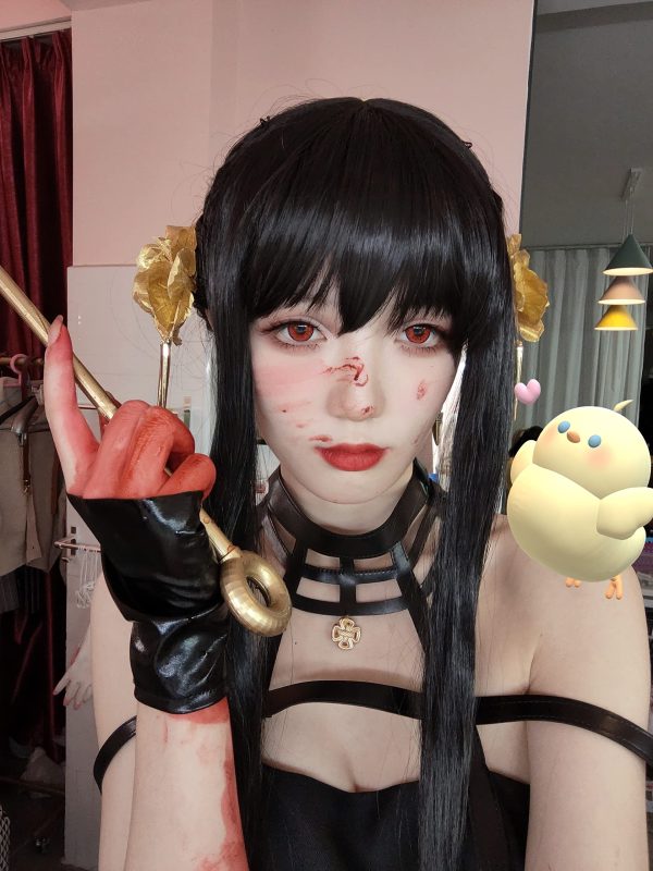 Anime Black Cosplay Wig Straight Cute Wig Costume Cosplay Wigs Halloween Party Comic Wig + Wig Cap - Image 3
