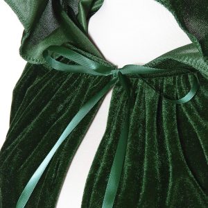 BIGXIAN Long Hooded Cloak Velvet Cape Witch Costume Halloween Costumes for Women Men (Dark Green, Large)