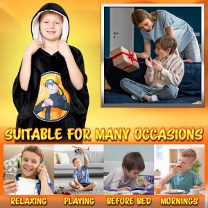 Naruto Fleece Hoodie Blanket for Kids (Black)