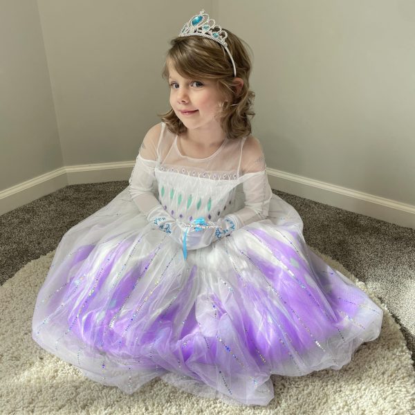 Aolliya Princess Dress for Girls Snow Queen Princess Costumes Purple Princess Dress Up for Halloween Cosplay Carnival - Image 7
